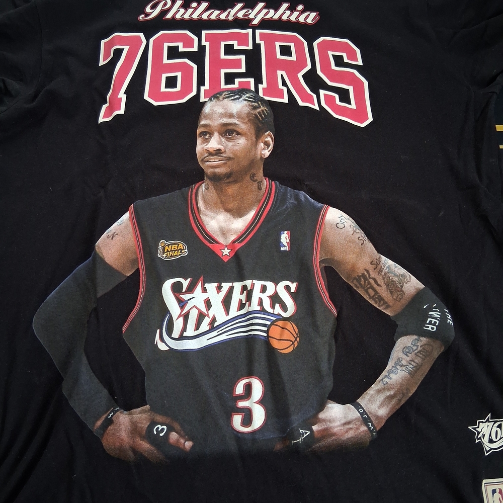Mitchell & Ness Black 76ers Hardwood Classics Tee